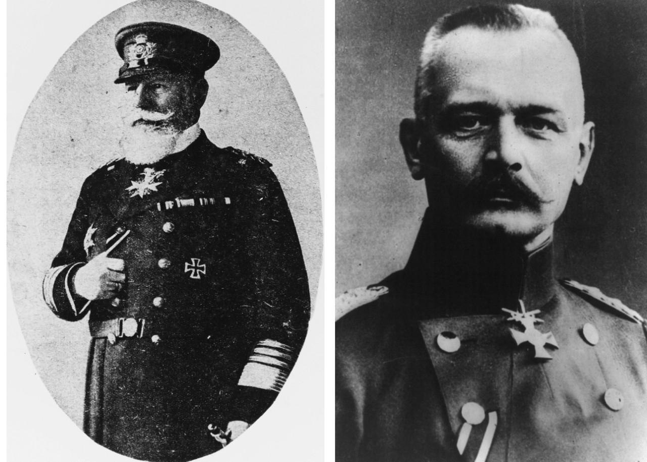 (Left) Admiral von Holtzendorff. (NH 2387) (Right) General von Falkenhayn. (Library of Congress, LC-USZ62-85081)