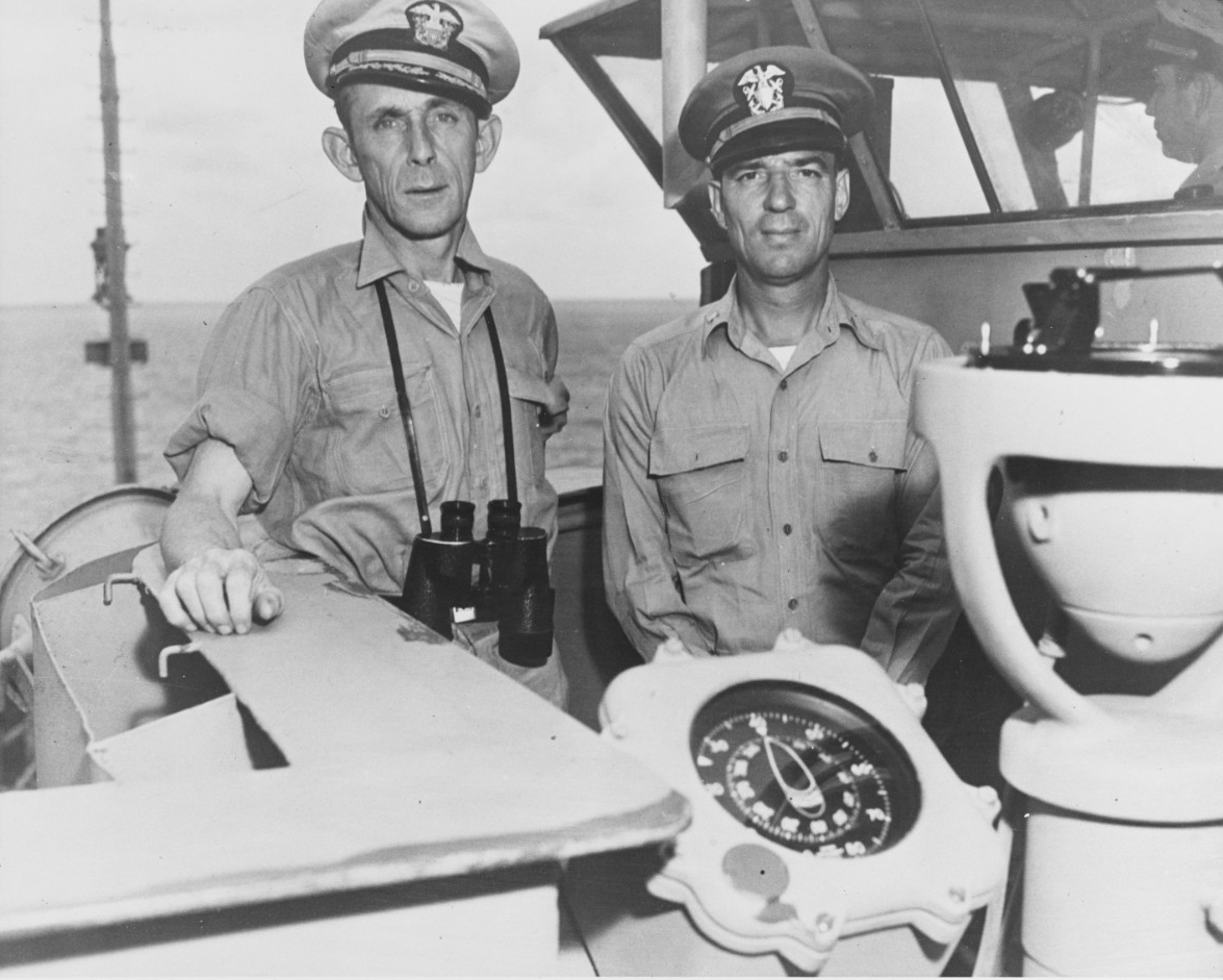 Photo #: 80-G-49177 Captain Daniel V. Gallery, Jr., USN and Lieutenant Junior Grade Albert L. David, USN