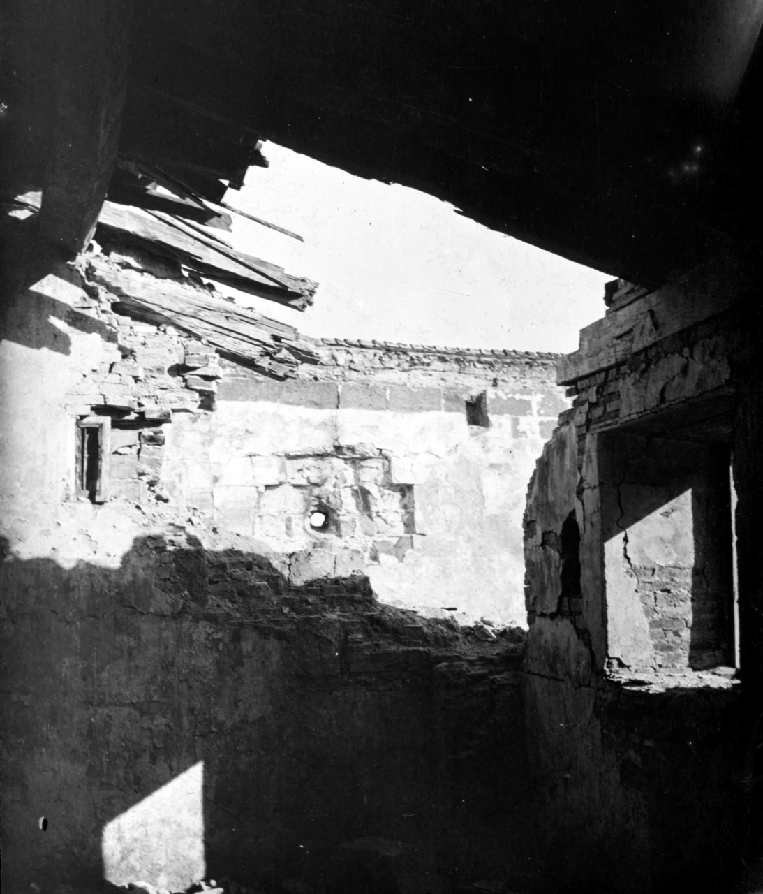 An undated photo shows damage to Fort San Antonio Abad in Manila caused by eight-inch shells from the U.S. Navy cruiser Olympia (C-6) during the Spanish-American War. 