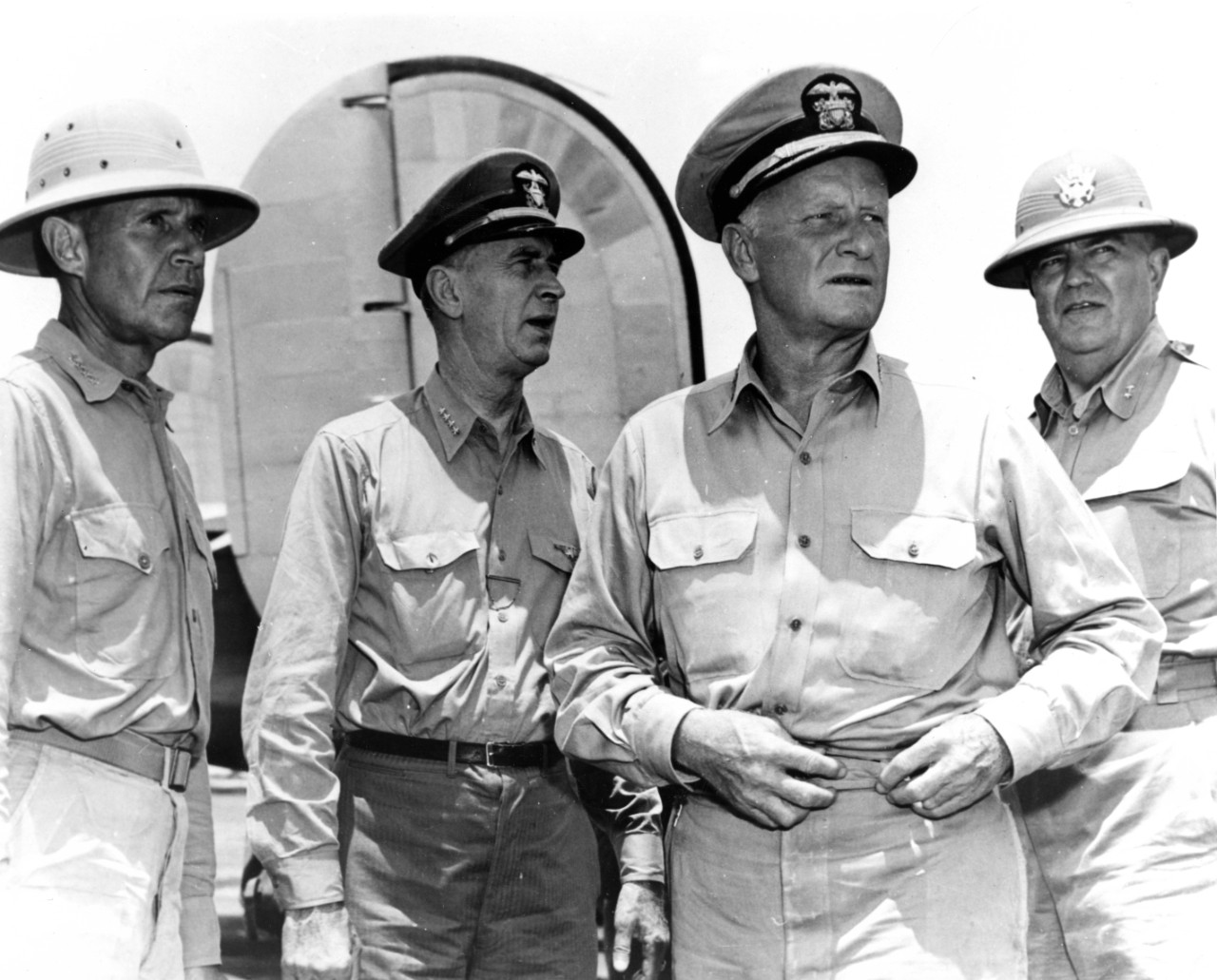 Senior Navy officers visit Saipan, 1944.