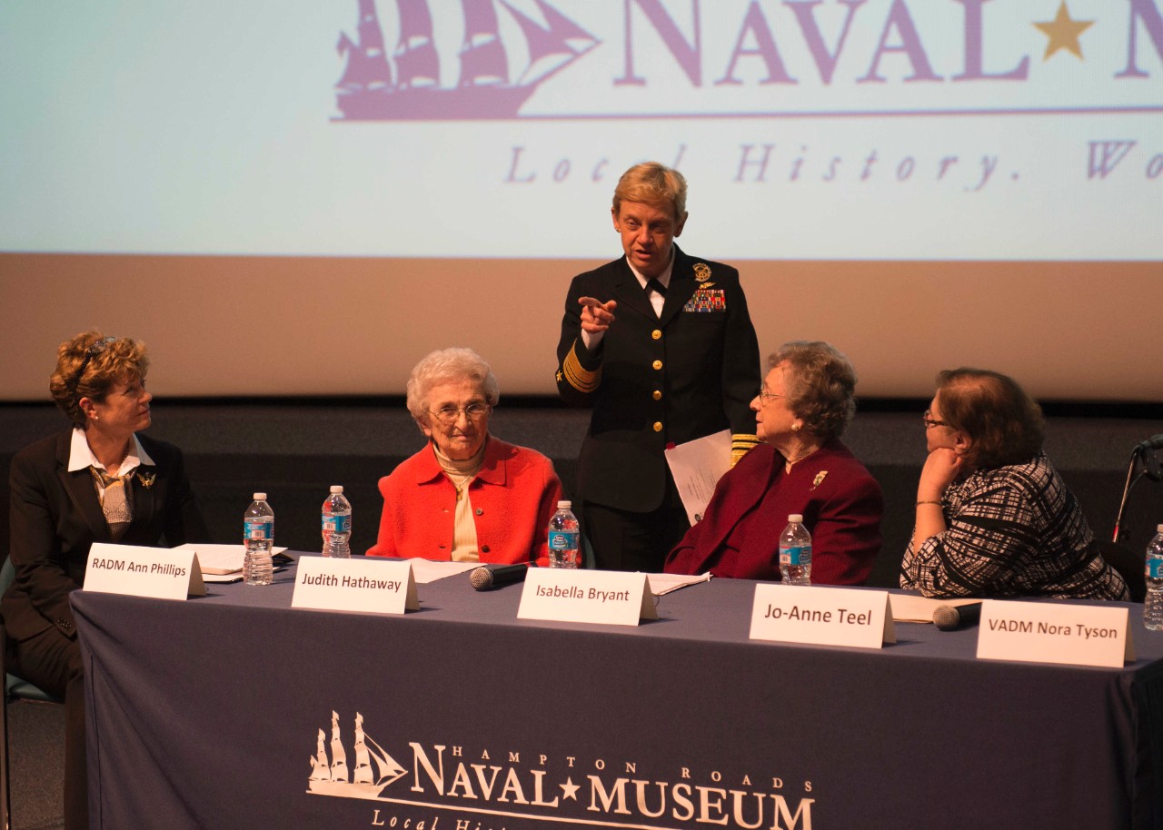 Participants in a "Women in the Navy" panel at Hampton Roads Naval Museum (HRNM).