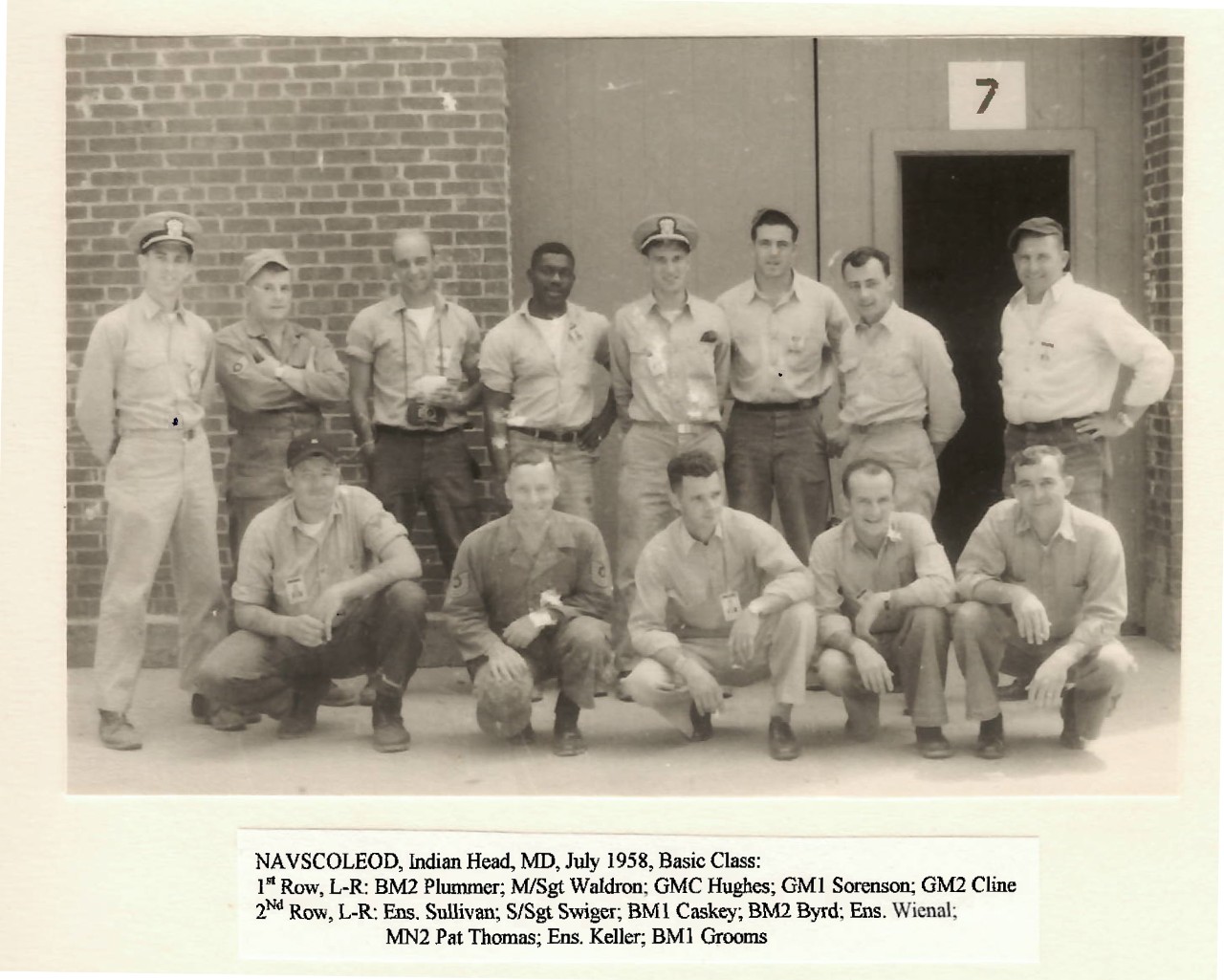 <p>BMCM Byrd’s graduation from EOD School, July 1958. Image used with permission of Navy EOD Association and is subject to copyright.”</p>
