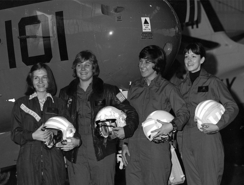 Four of the first six female naval aviators