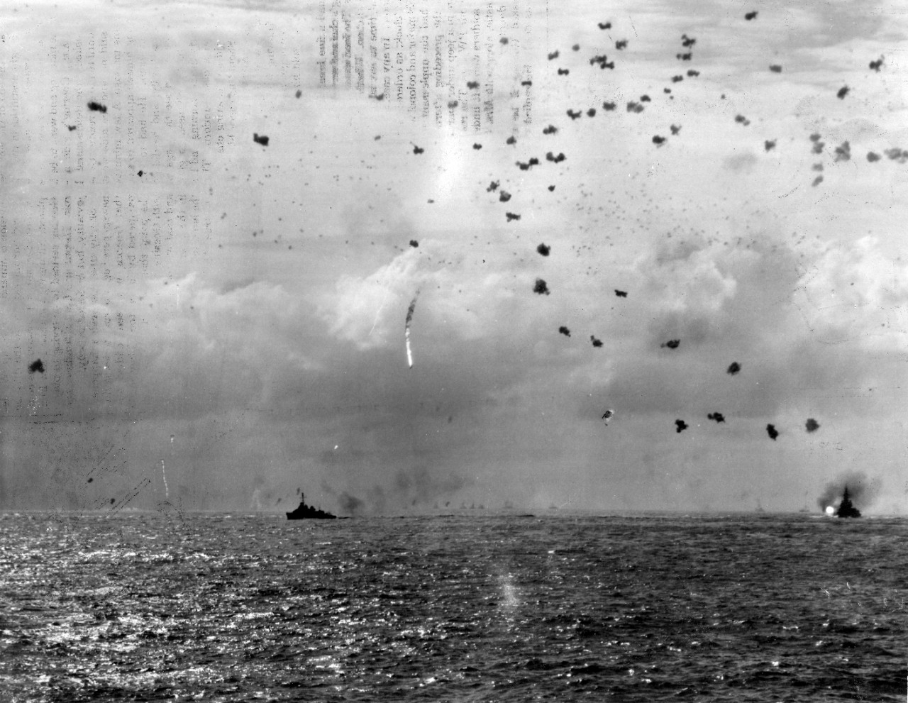 A kamikaze shot down during the Battle of Okinawa