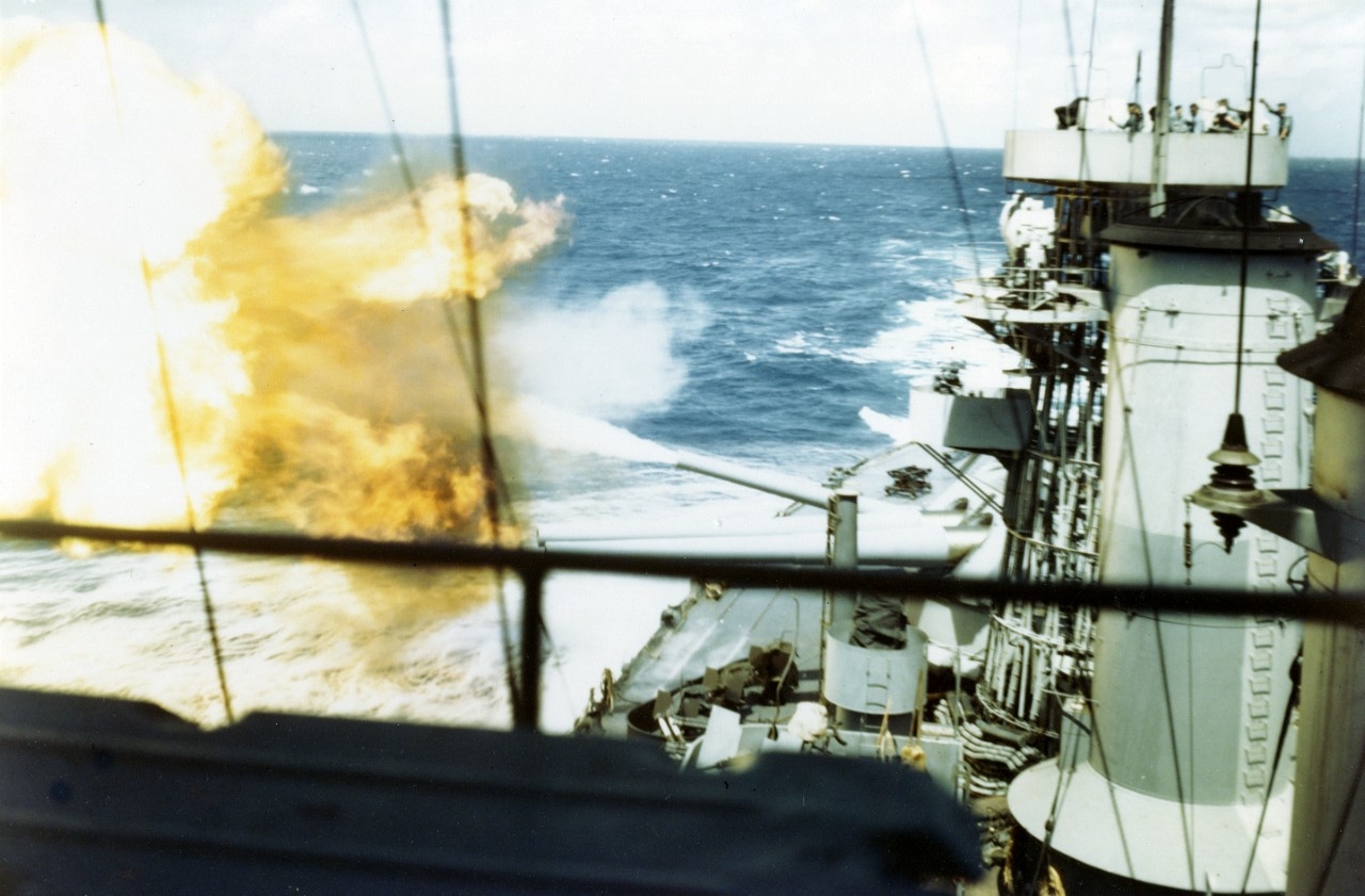 USS Colorado (BB-45) fired its aft 16/45 guns