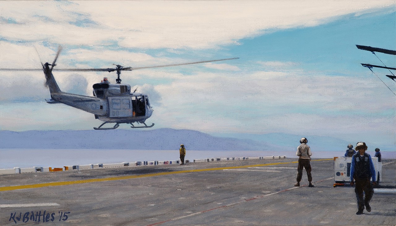 Huey Landing on USS Bataan