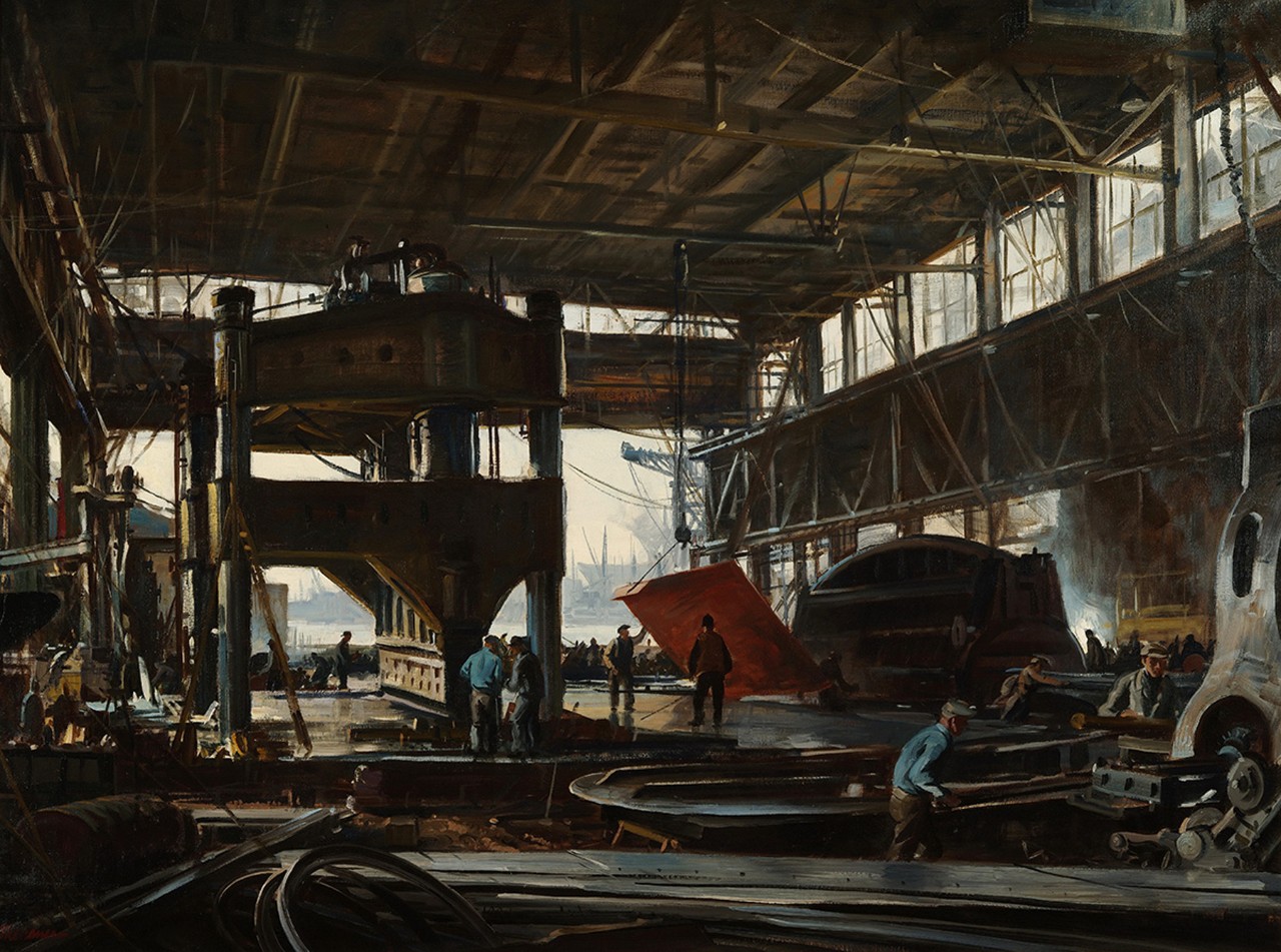 Building of a ship within a warehouse