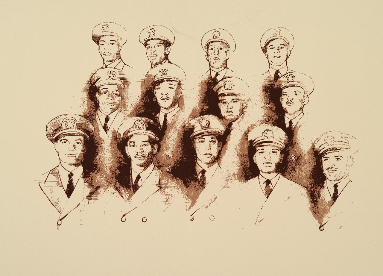 A group portrait of the first black naval officers