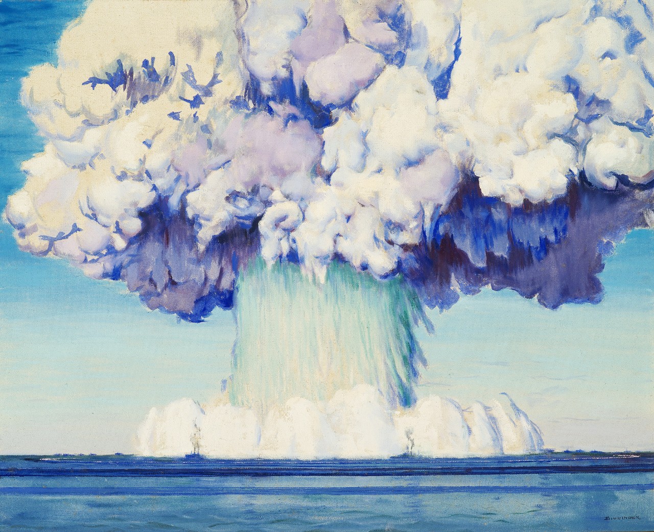 The atom bomb mushroom cloud at its peak