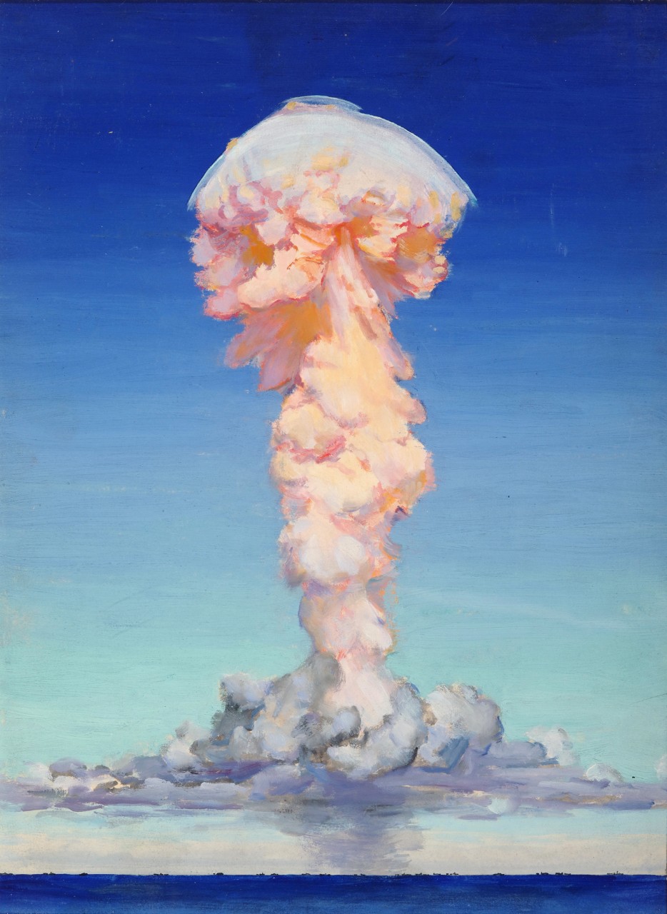 Hydrogen Bomb Explosion  Poster 24x36"  mushroom cloud over island