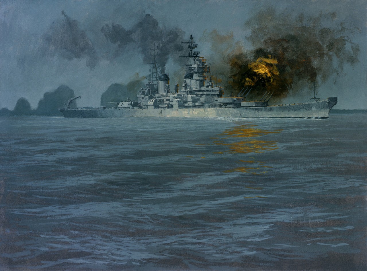 A battleship firing its guns