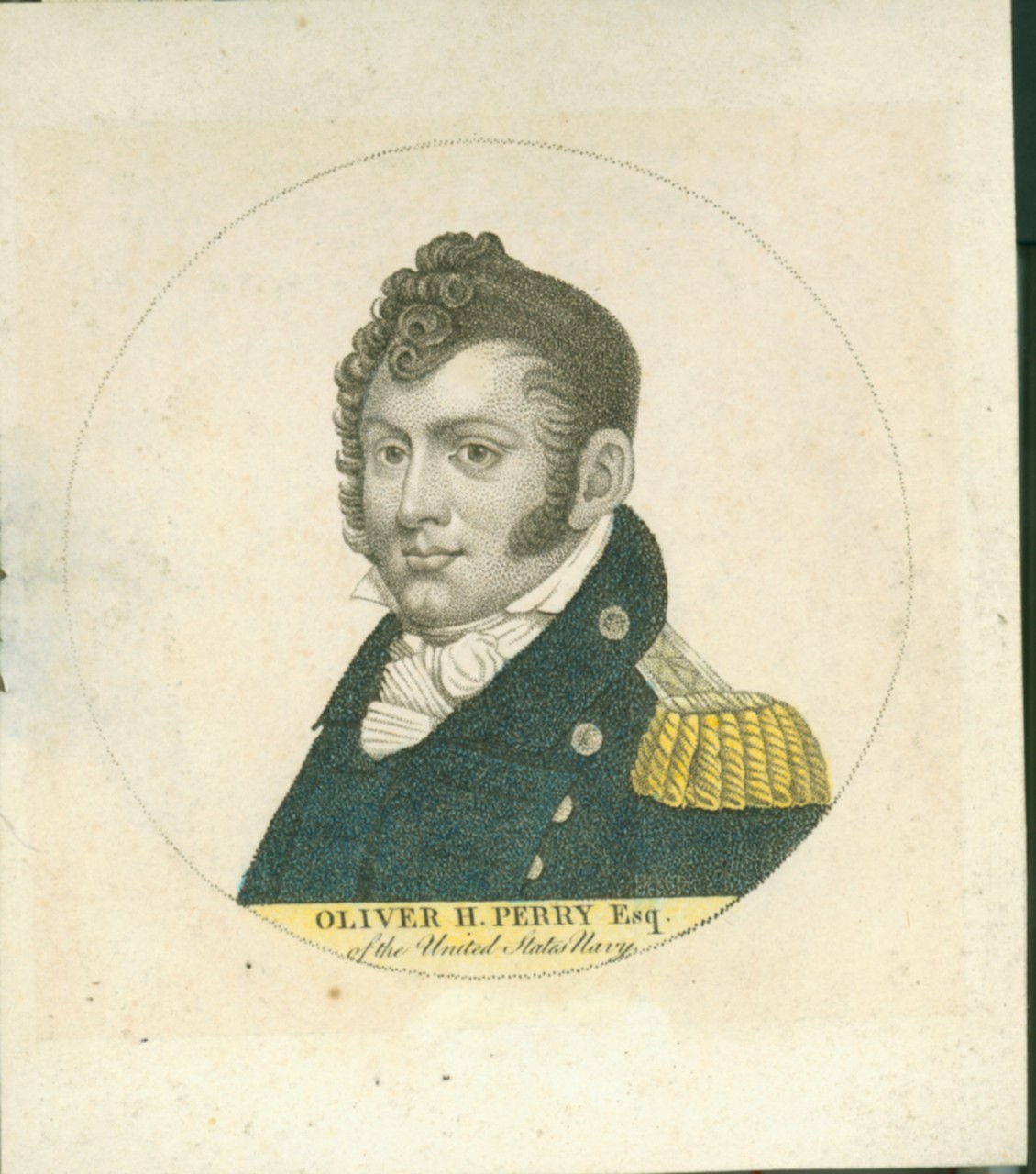 A round portrait of Oliver Hazard Perry in an officer’s uniform