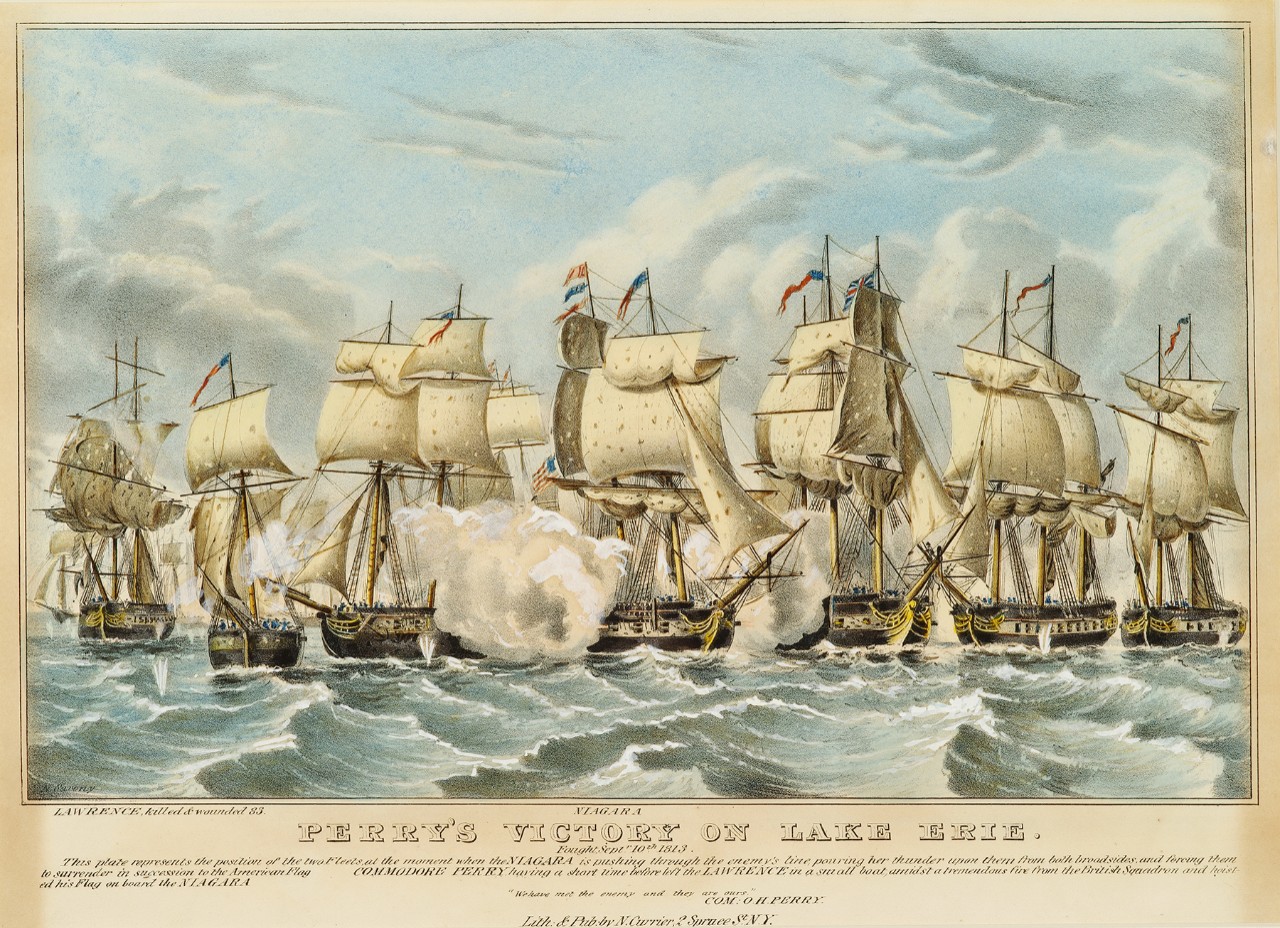 A ship battle involving the American and British fleets