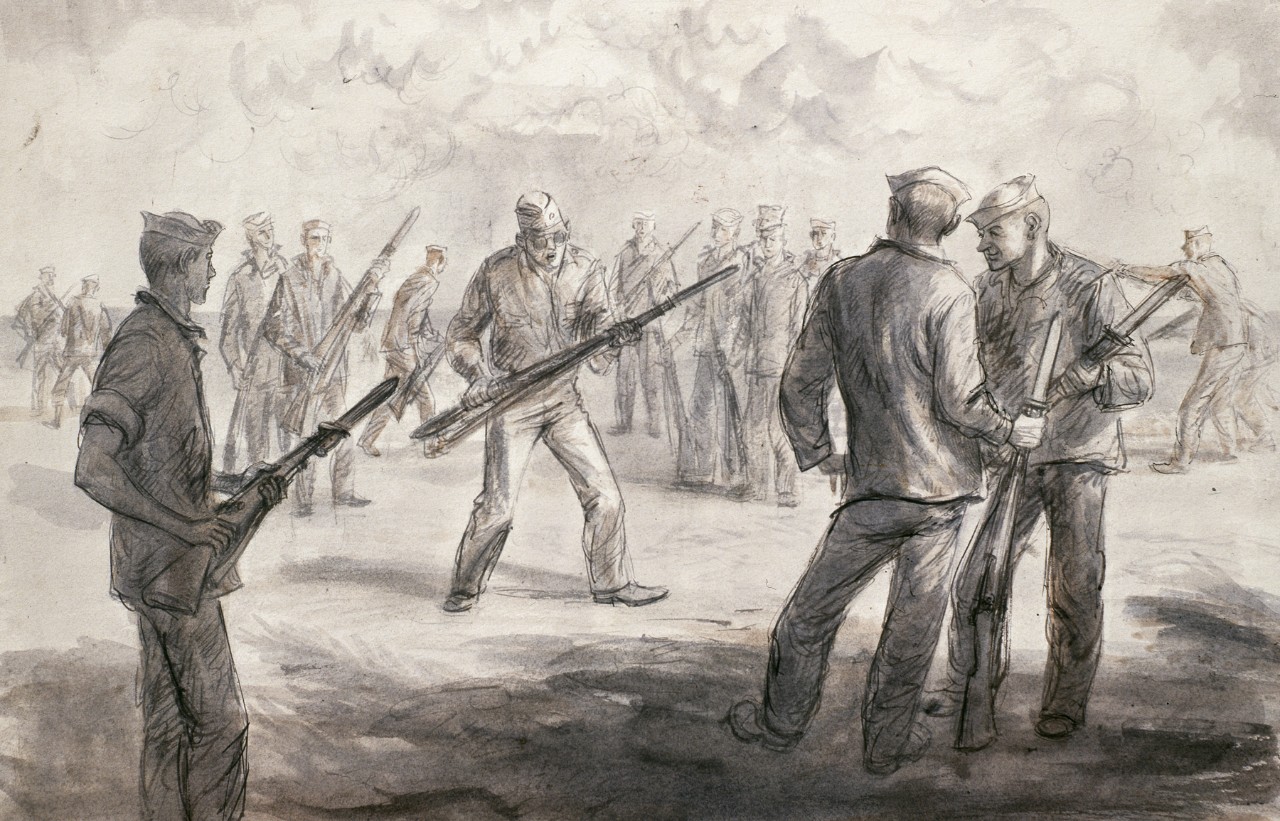Sailors with rifles and bayonets