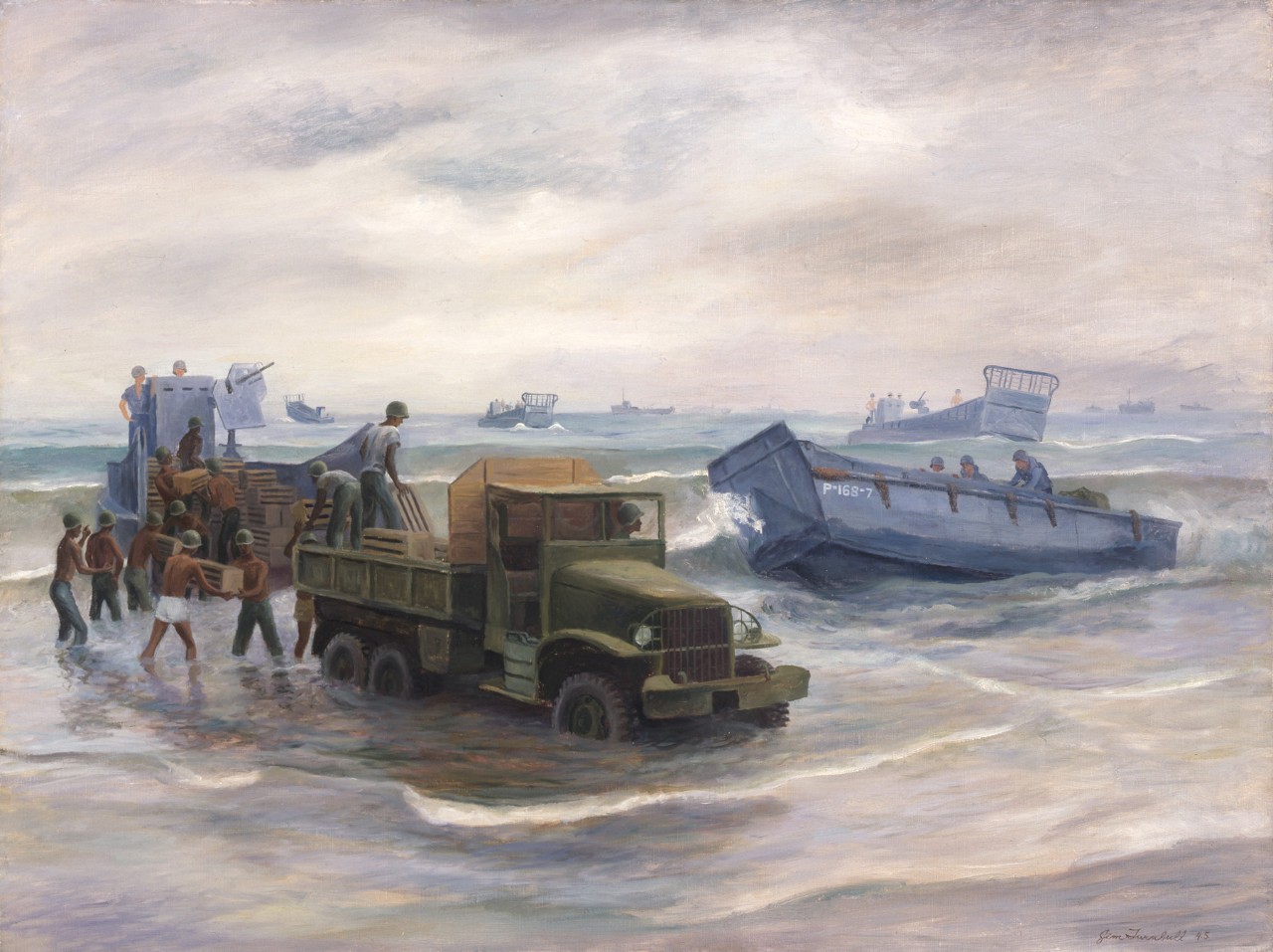 Supplies are unload from a landing craft