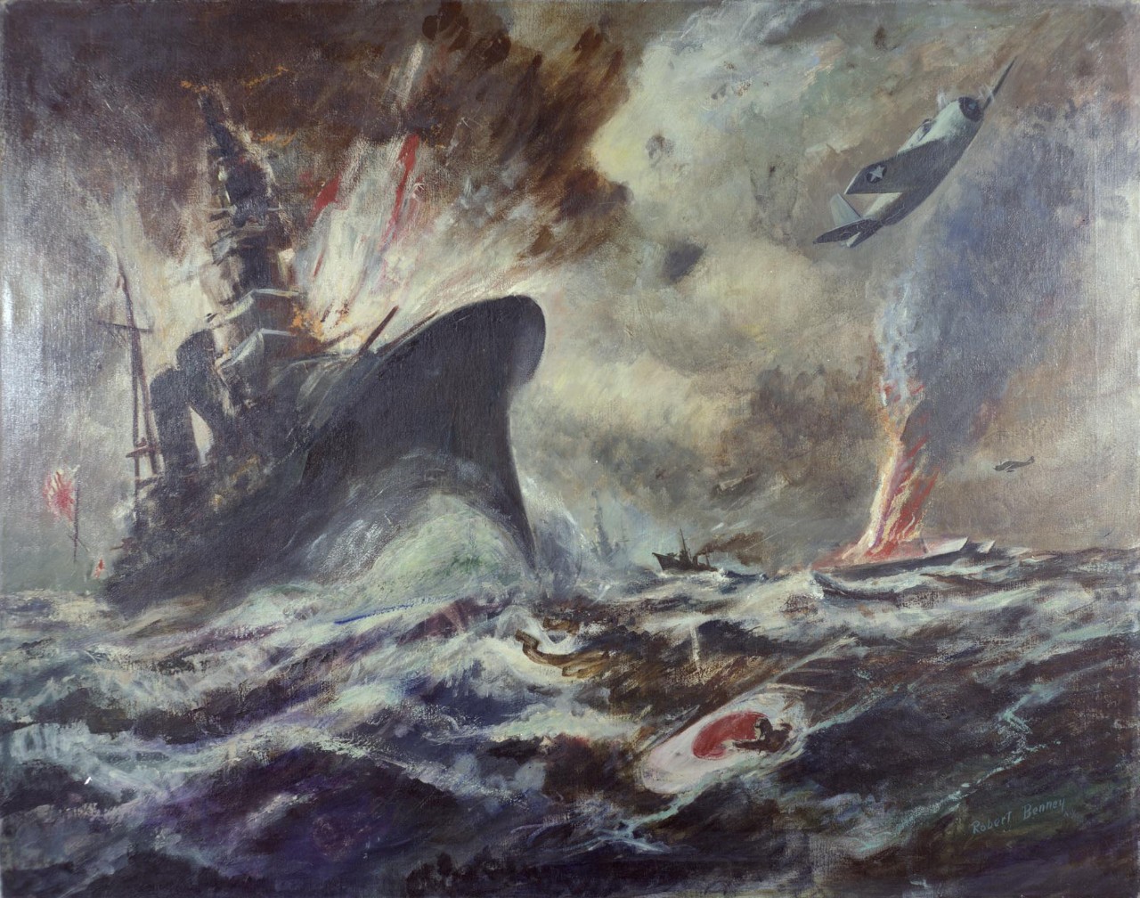American planes attacking a Japanese ship