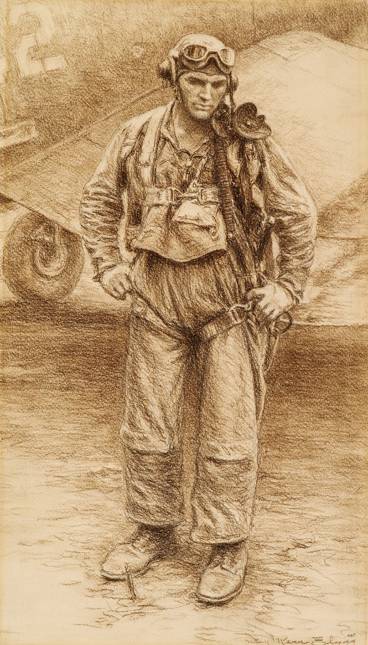 Portrait of a Marine pilot in front of his plane