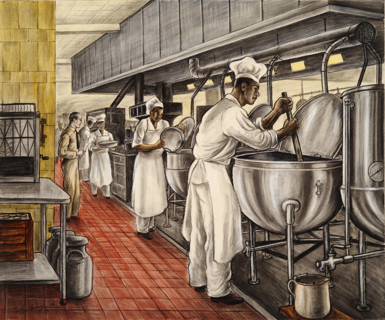 Navy cooks working in the hospital kitchen