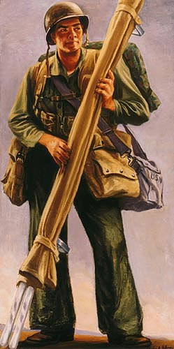 Portrait of a corpsman with a stretcher