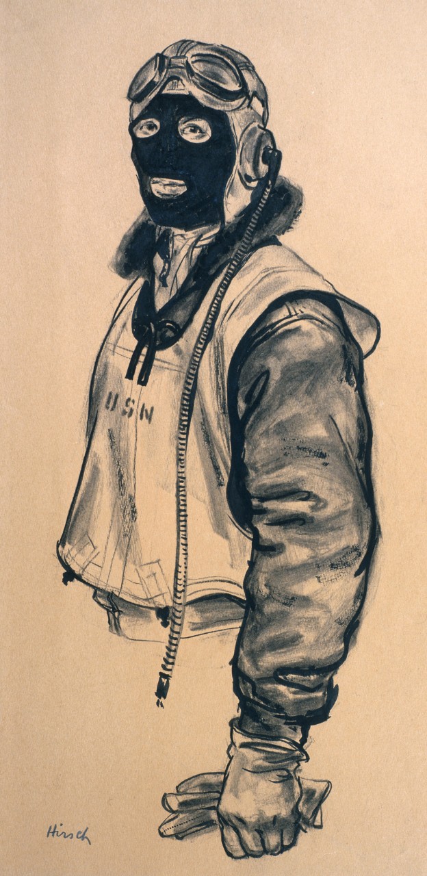 Portrait of pilot with mask on face for protection