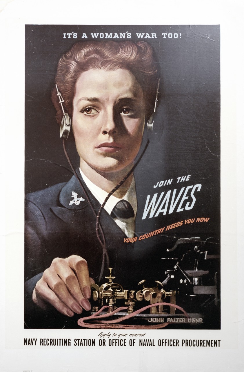 A recruiting poster featuring a female radio operator