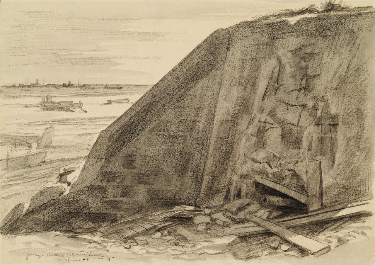 Damaged fortification on a beach
