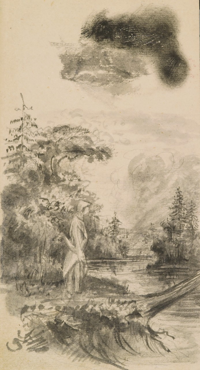 A man stands at the edge of a river 