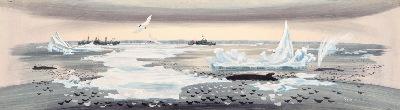 Two ships moving through the ice flow in front of the ice self