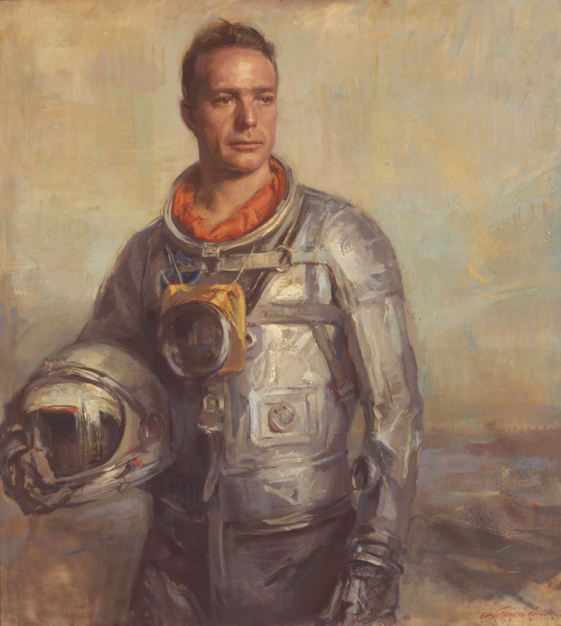 Portrait of astronaut Scott Carpenter in his space suite
