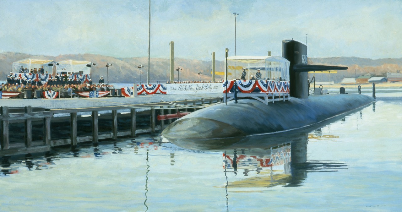 Submarine at a pier ready for commissioning