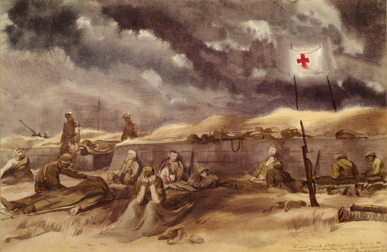 Wounded on the beach receive care