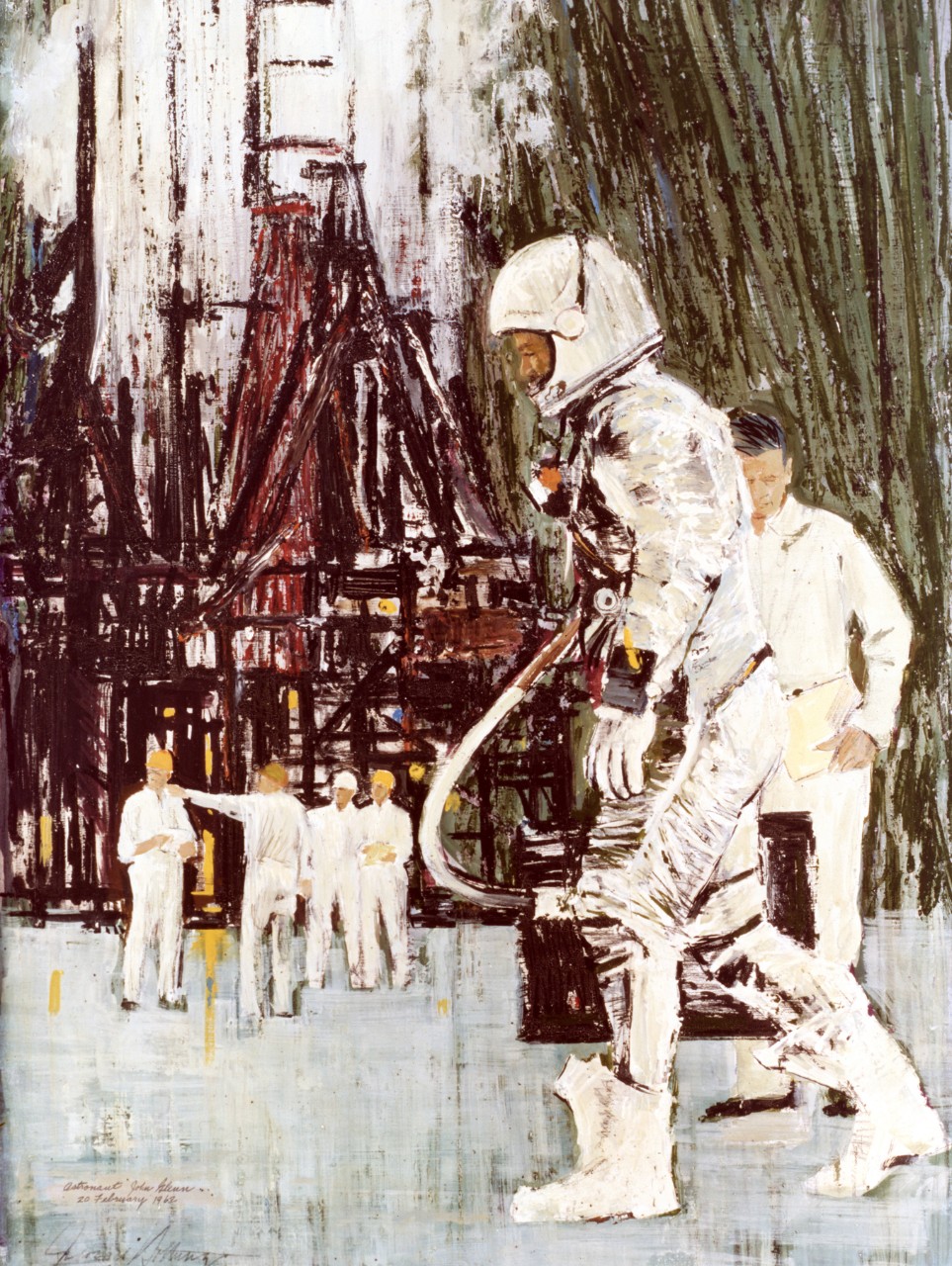 Astronaut John Glenn walking to the rocket