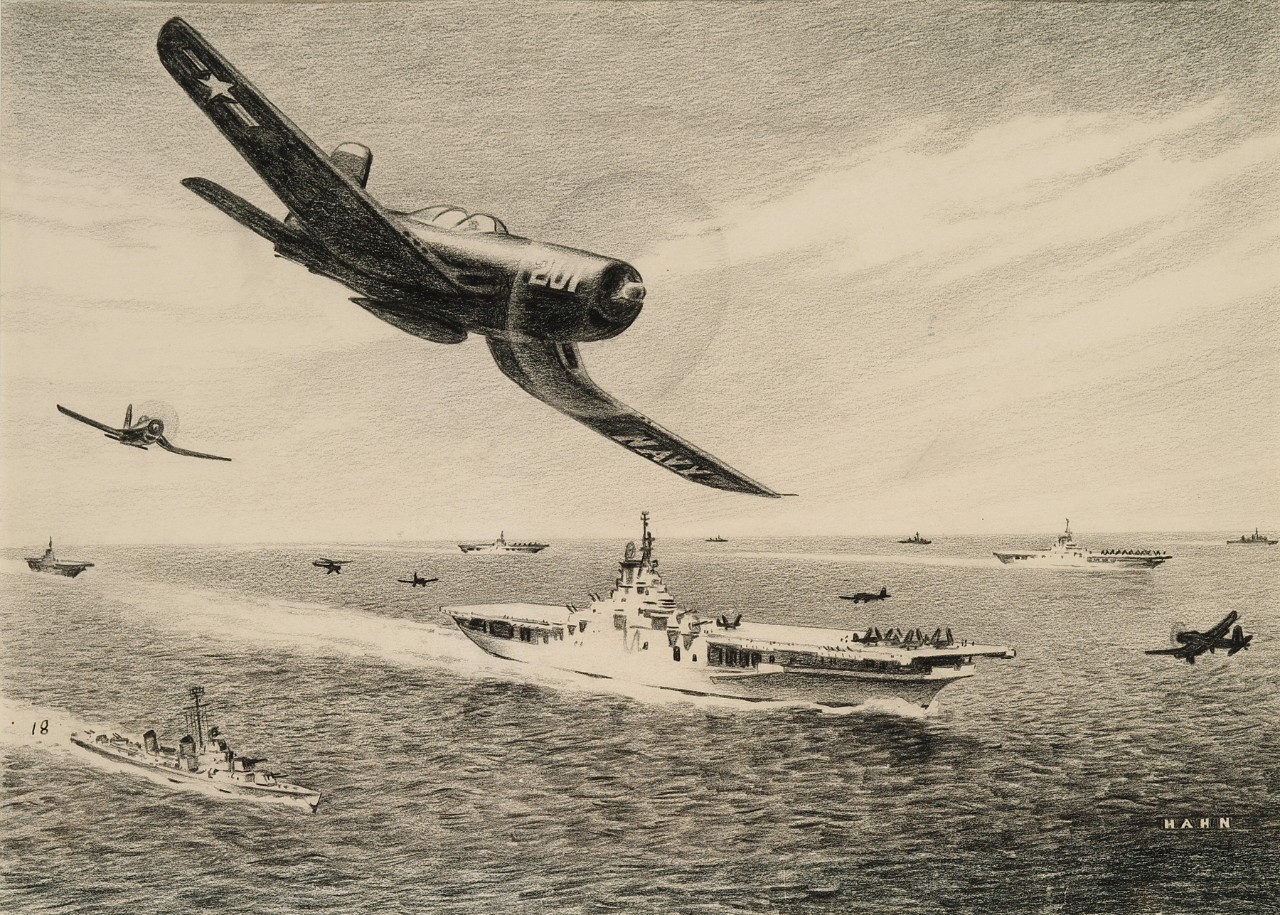 Two American planes fly over the Fleet