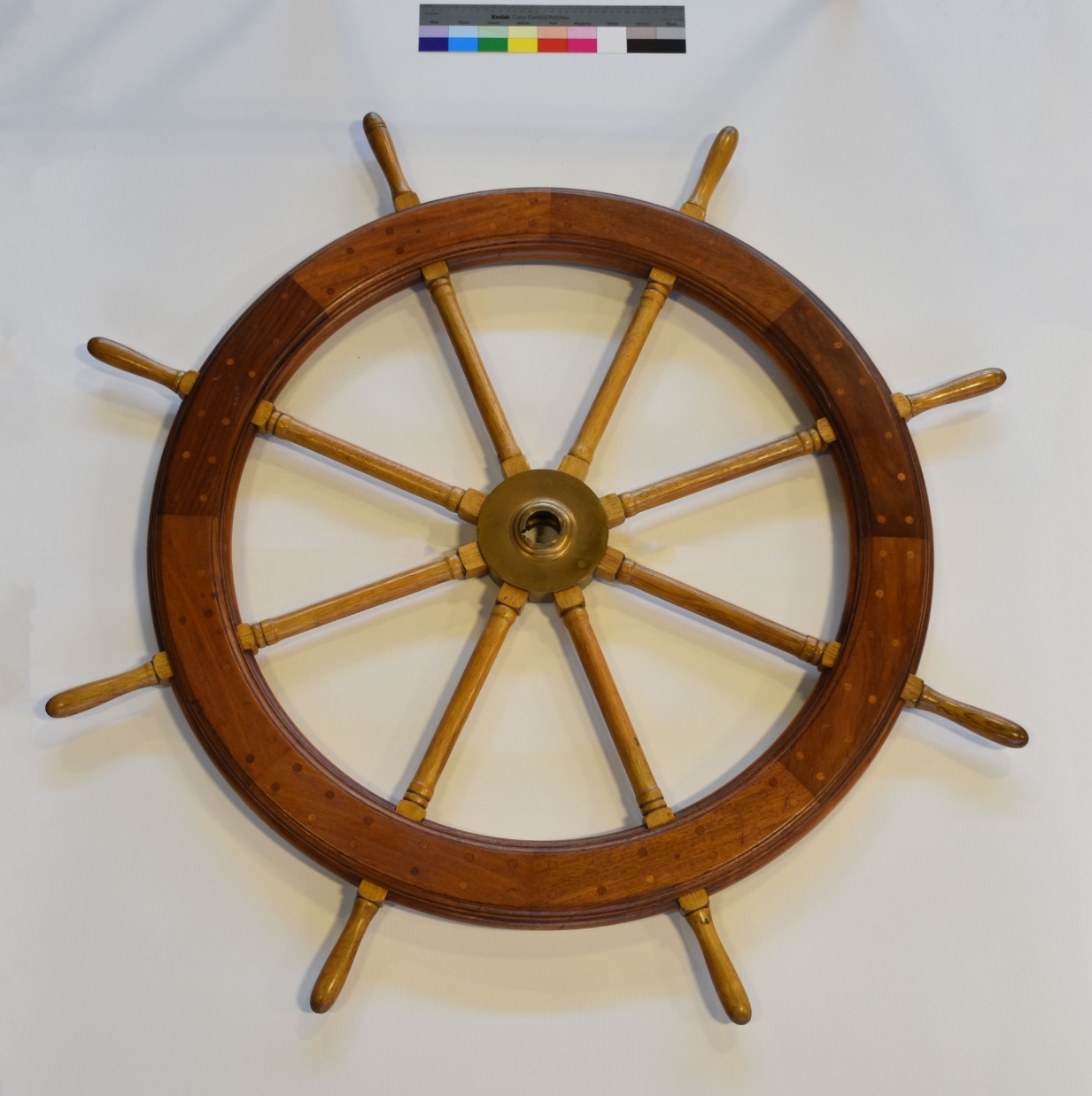 8 Spoked wood and copper Helm Wheel from USS Pueblo (AGER-2) 