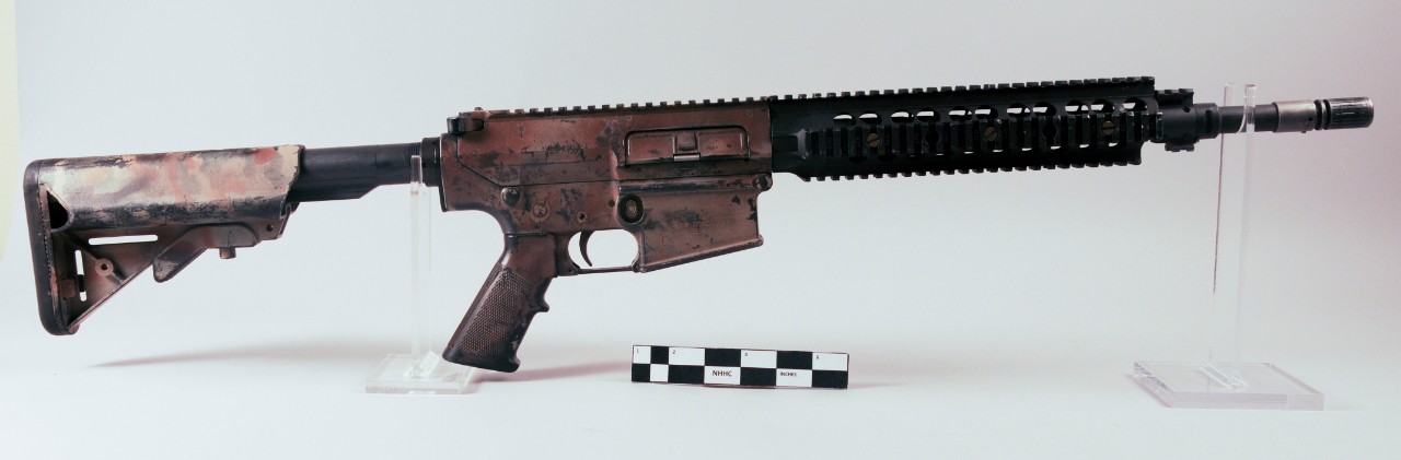 Brown Painted modern rifle SR-25 Stoner 7.62mm MK 1 Mod 0 of MCPO Britt Slabinski