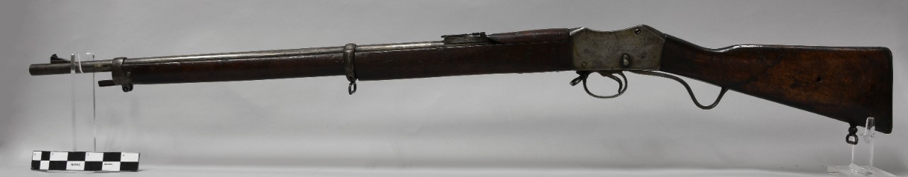 Reverse view of Martini-Enfield rifle.  