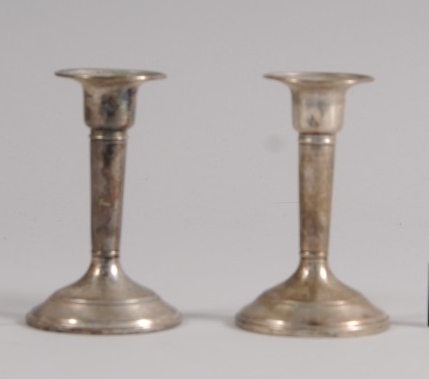 silver candlesticks from Finch Chaplain's Kit