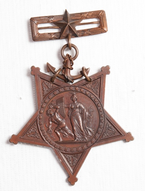 <p>Obverse view of Medal of Honor of George Hollat</p>
