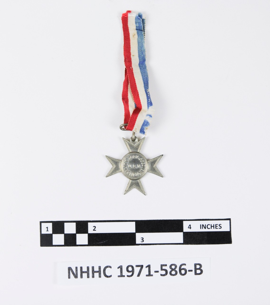 Type I Maltese Cross silver medal good conduct with ribbon cut red white and blue