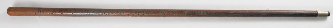 Wooden cane with old english engraving 