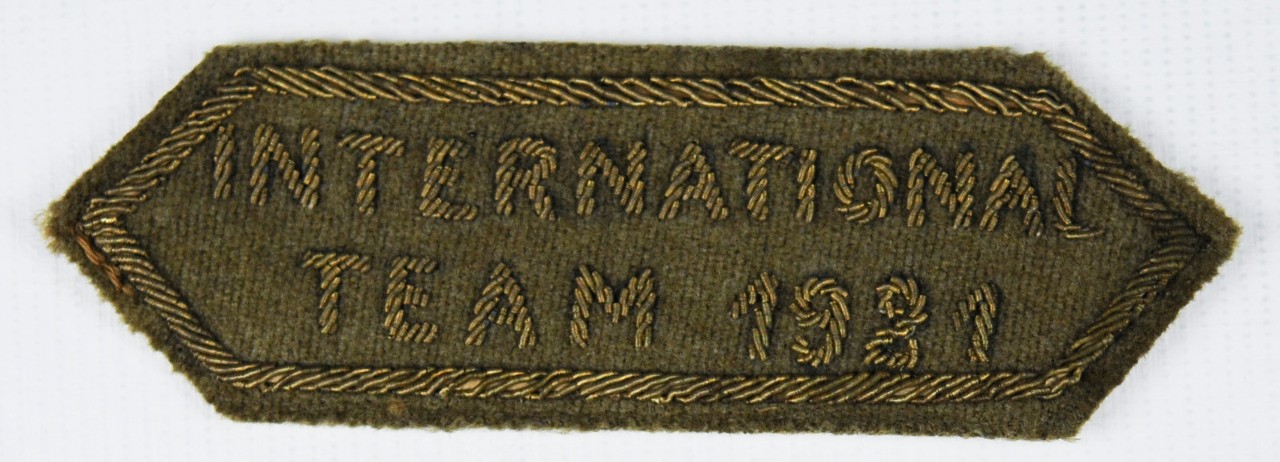 International Team Match Patch of Carl T Osburn from 1921 Green Hexagonal patch with goldwork 