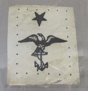 Rating Badge, Line Petty Officer Blue Uniform white background sewn with blue eagle with foul anchor and one star above