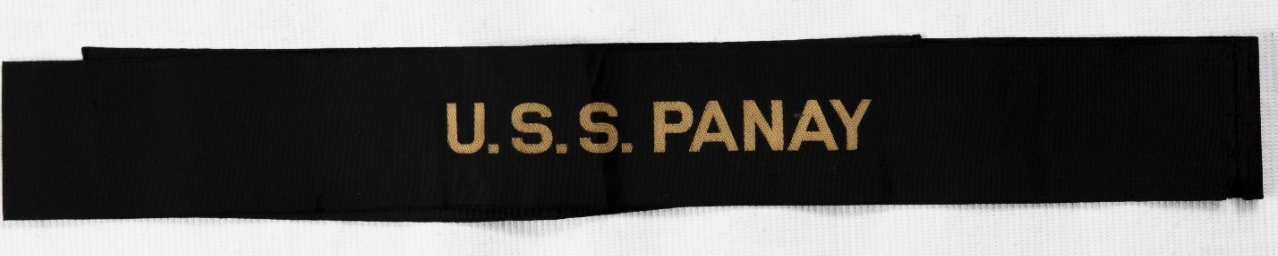 Black and gold lettered Cap ribbon USS Panay