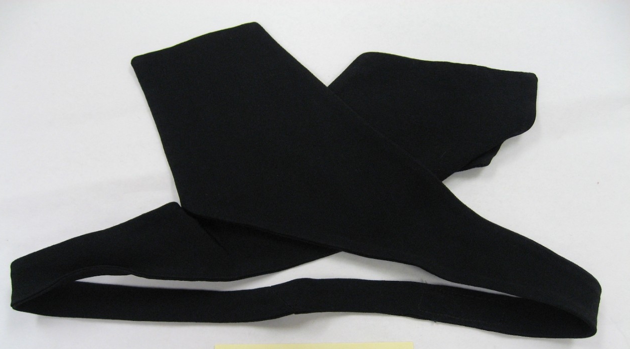 Black single-piece necktie for WAVES uniform.