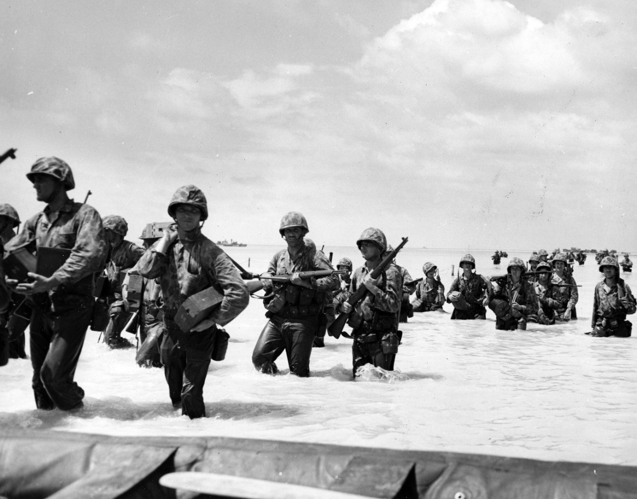 Marines wade ashore