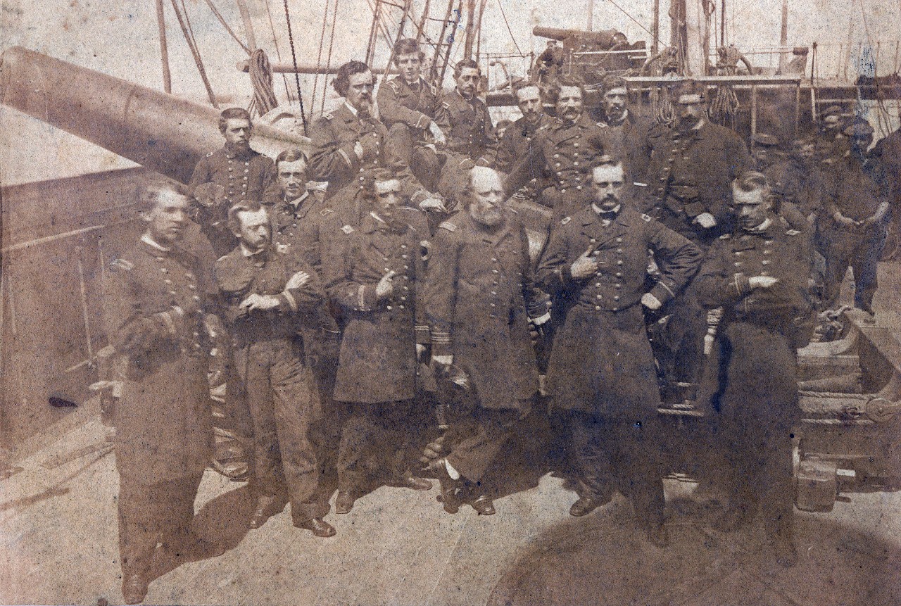 Collection of 16 images related to the naval service of Charles E. Emery, an engineer during the Civil War. The collection consists of a daguerreotype of USS Richmond, 13 cartes-de-visites of fellow crew (engineers) of USS Richmond, a portrait of Charles E. Emery, and group photo of the officers of USS Richmond. Additional materials in the collection include a hand-drawn, illustrated (by Emery) booklet on the life of a sailor onboard USS Richmond, as well as copies of Emery’s personal correspondence with family during his service aboard USS Richmond (dated 1861-1863).
