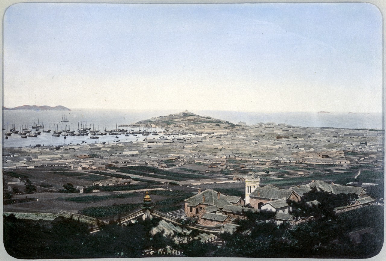 Photo album donated to the Naval Historical Foundation by Lieutenant Commander Oscar W. Farenholt, and subsequently donated to the Naval History and Heritage Command. Hand tinted photography collected during Farenholt’s time on board USS Swatara, circa 1880-1885. Scenes at Malta, Granada, Egypt, China, Singapore, Japan. Primarily tourist photos of scenes and landmarks ashore. Some views of ships in harbors.
