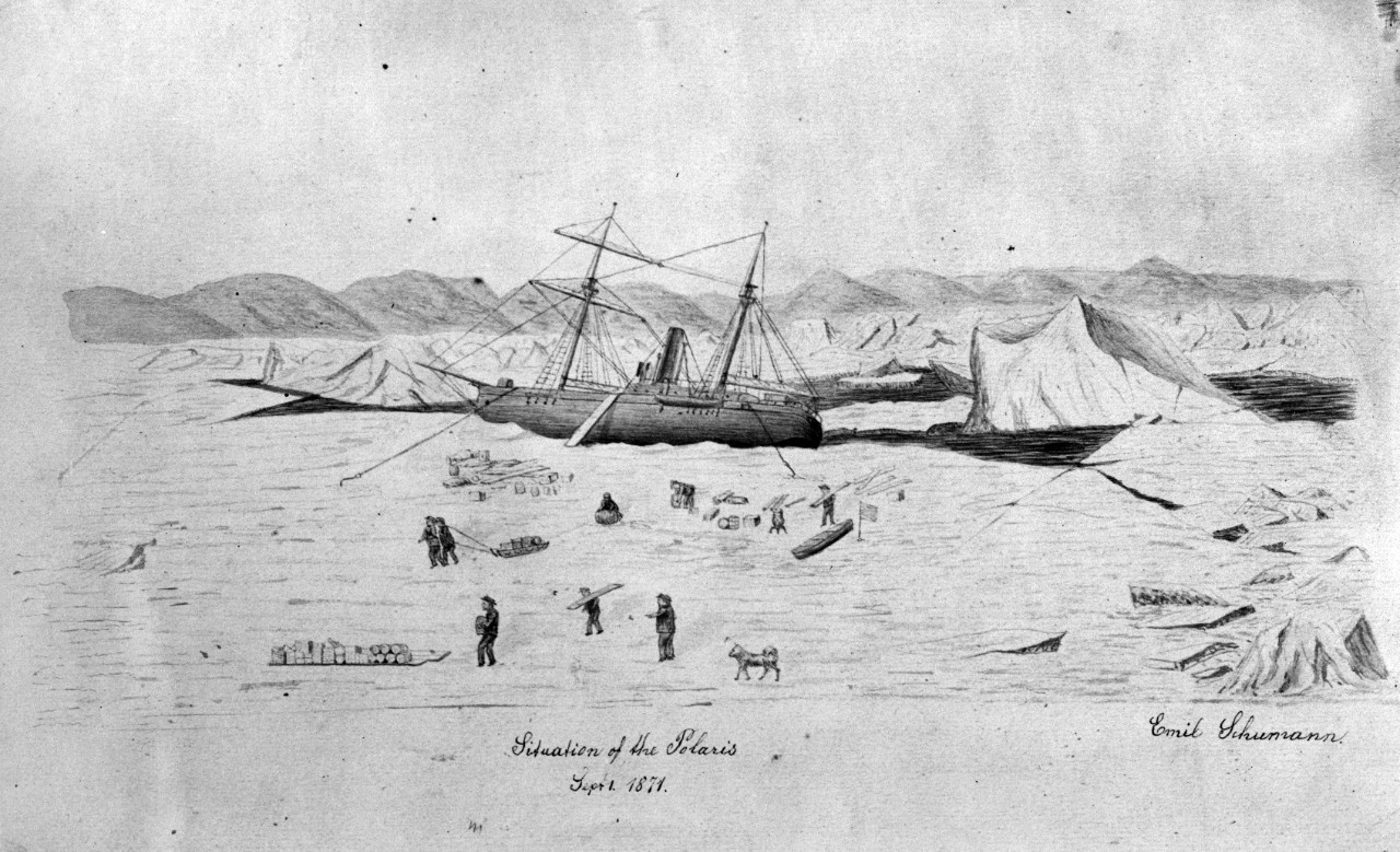 19 photographs of pencil sketches by Emil Schumann (photographed at the Treasury Department) related to the Polar Expedition of Exploration by USS Polaris, 1871-1872. All except for “Seals Sporting Upon the Ice” have duplicates in the USN 900000 series.