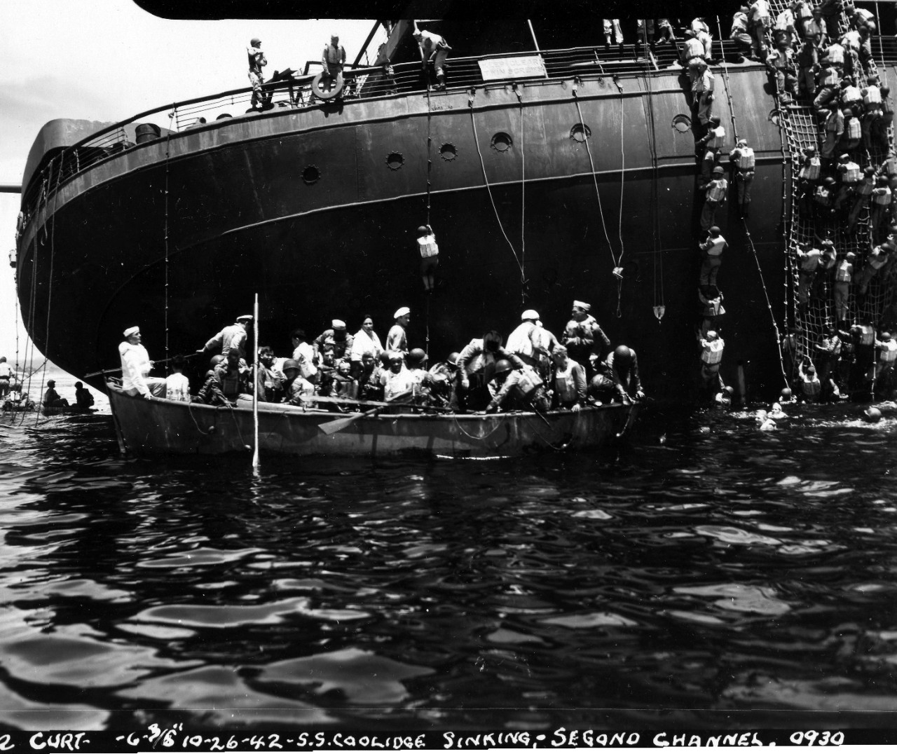 QUA.2013-11.07.03 Sailors evacuating the sinking SS President Coolidge 