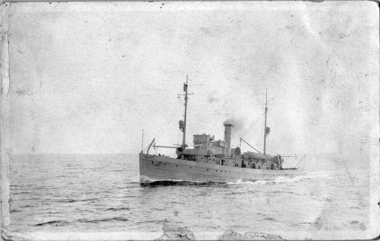 Collection of 13 photographs obtained by Mr. Speraw during his service aboard USS Turkey (AM-13) during the sweeping of the North Sea mine barrage in 1919. Seven of the images depict minesweepers and minesweeping in the North Sea, 1919, and include a “Bird” class minesweeper; exploding mines (one between USS Turkey & USS Robin, 22 August 1919); minesweepers at sea; and USS Turkey’s sweep wire trailing from her stern (as seen from onboard). Also included is a single photographs of Swedish merchant ship Othalla with her stern blown off, reportedly by a torpedo. Five photographs of the interned German fleet at Scape Flow, shortly before, and during, its scuttling on 21 June 1919 are also among the collection. These images include German destroyers, battleships, battle cruisers, and light cruisers, including the Von Der Tann. Several of the images from the collection have been cataloged at the item level into the NH photograph series: NH 101165-NH 101173. 